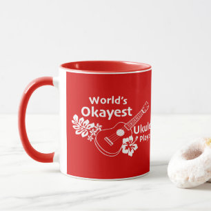 Mug Worlds Okayest Ukelele joueur - rouge