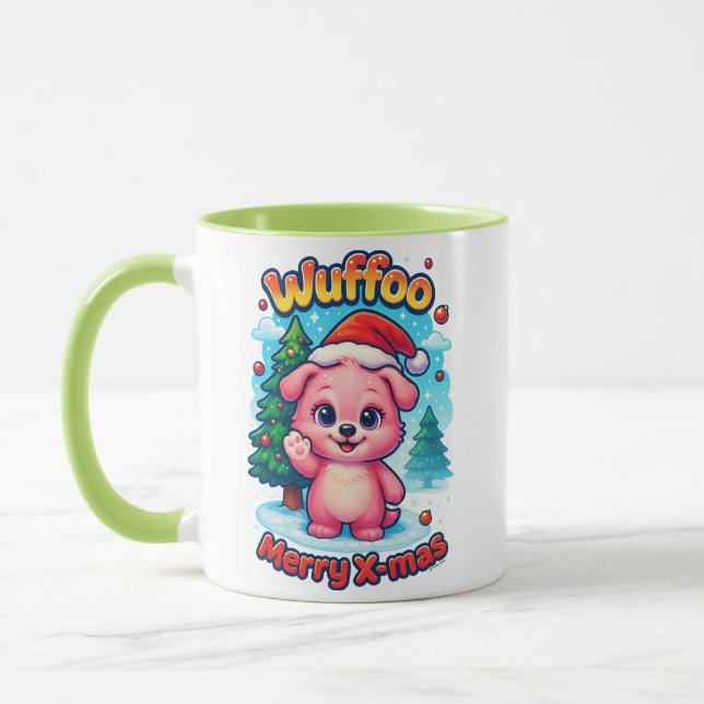Mug Wuffoo Shelly Merry X-mas Kawaii 3D Holiday (Gauche)