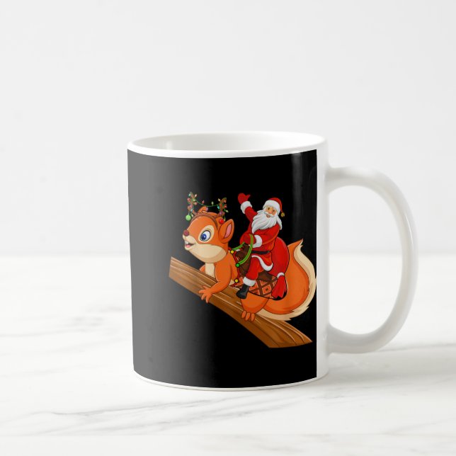 Mug Xmas Family Matching Funny Santa Riding Squirrel C (Droite)