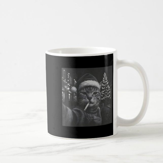 Mug Xmas Funny Smoking Cat Cigarette Kitty Gen Z Meme  (Droite)
