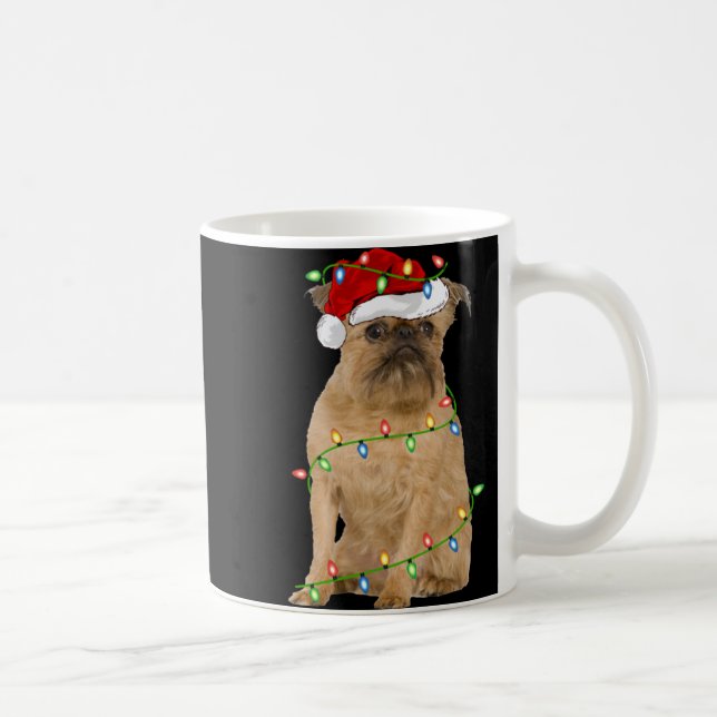 Mug Xmas Lights Santa Hat Brussels Griffon Dog Christm (Droite)