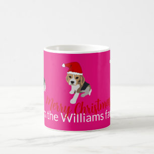 MUG XMAS PUPPER EN ROUGE SANTA HAT PERSONNALISÉ CHIEN