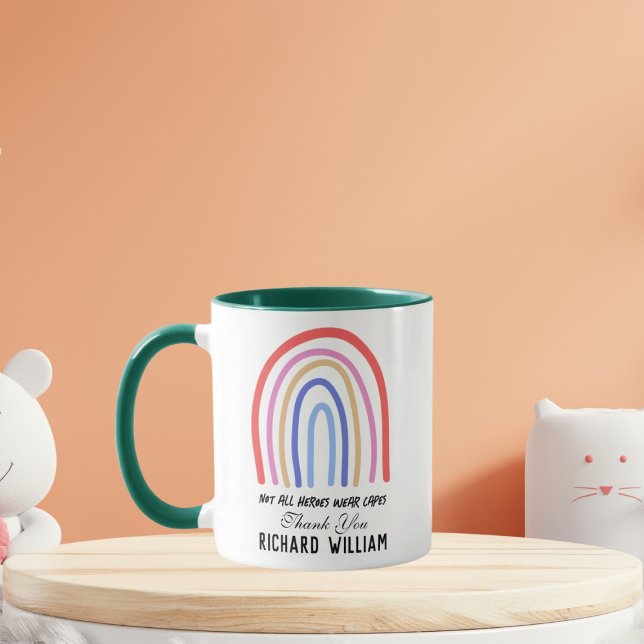 Mug Xmas Rainbow Watercolor Enseignant Merci vert (Créateur téléchargé)