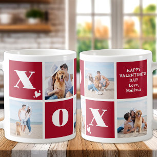 Mug XOXO Bold Modern 5 Photo Joyeux Valentines Day