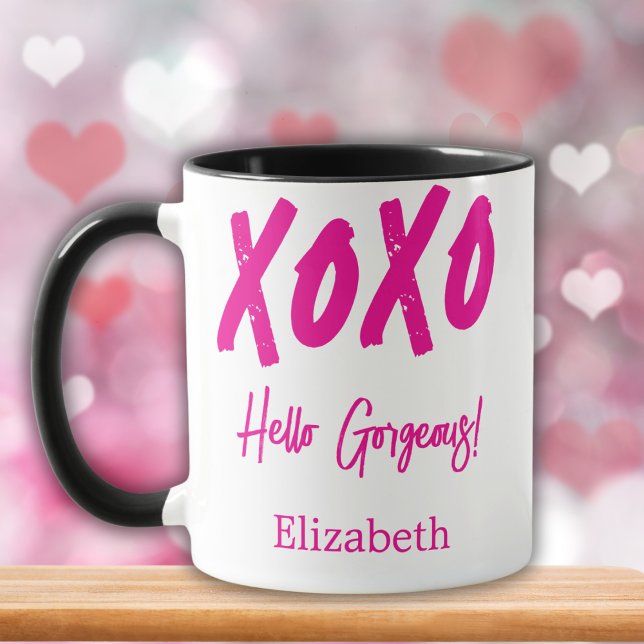 Mug XOXO Personnalisé Bonjour belle Saint Valentin (Créateur téléchargé)
