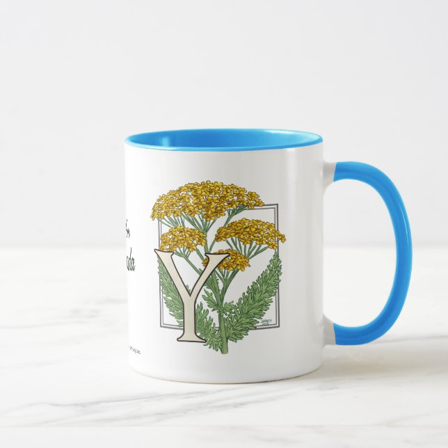 Mug Y pour l'alphabet de fleur de millefeuille (Droite)