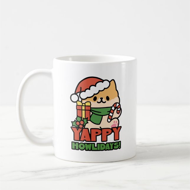 Mug Yappy Howlidays - Jote Christmas Dog Cartoon (Gauche)
