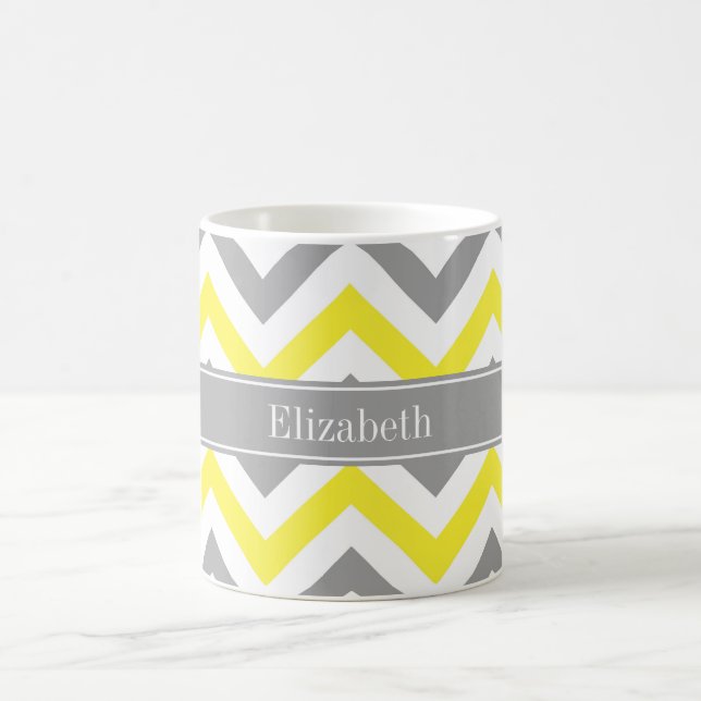 Mug Yellow Dk Gray White LG Chevron Gray Nom Monogram (Centre)