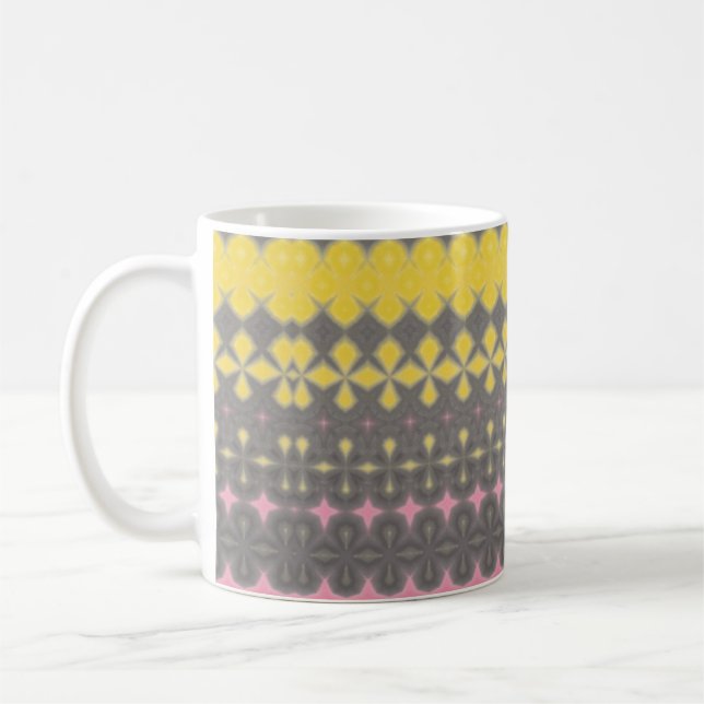 Mug Yellow Grey and Pink Abstract (Gauche)