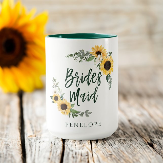 Mug Yellow Watercolor Sunflowers Fleur sauvage Bridesm (Yellow Watercolor Sunflowers Wildflower Bridesmaid Mug)