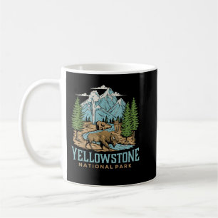 Mug Yellowstone US National Park Wolf Bison Bison Vint