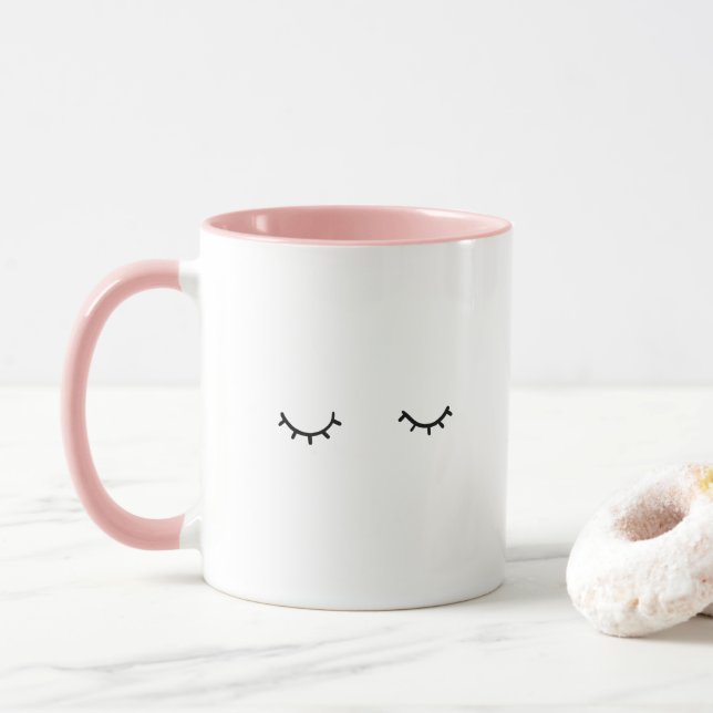 Mug Yeux fermés, juste cils (Avec donut)