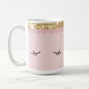 Mug YEUX SLEEPY fermés cils ouverts or rose pâle