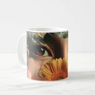 Mug Yeux surréalistes et fleurs avec papillons