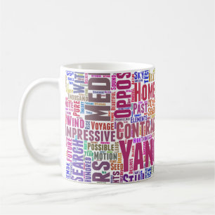 Mug Yin Yan Nuage de Mots Texte Motif Interconnexion