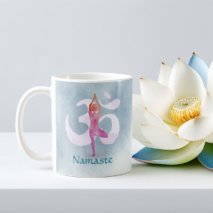 Mug YOGA Instructeur d'aquarelle méditation Pose Om SI