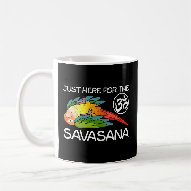 Mug Yoga Savasana Parrot Vert Joue Ananas Conure (Gauche)