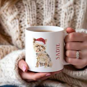 Mug Yorkie avec Santa Hat Holiday