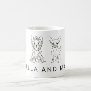 Mug Yorkie et Chihuahua Minimalistes Nom Personnalisé 