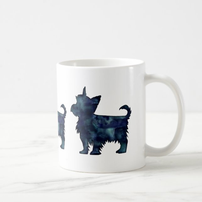 Mug Yorkie Terrier Noir Aquarelle Silhouette (Droite)