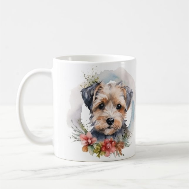 Mug Yorkipoo Noël Wreath Festive Pup (Gauche)
