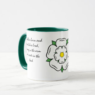 Mug Yorkshire né Yorkshire élevé. Rose blanche modifia