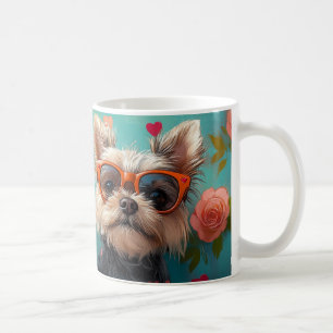 Mug Yorkshire Terrier avec Roses de coeur Saint Valent