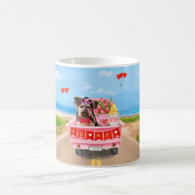 Mug Yorkshire Terrier Chien Valentine's Day Coeurs Cam (Centre)