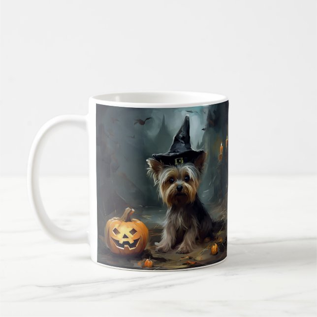 Mug Yorkshire Terrier Citrouilles Halloween effrayant (Gauche)