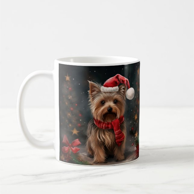 Mug Yorkshire Terrier Dog dans la neige Noël (Gauche)