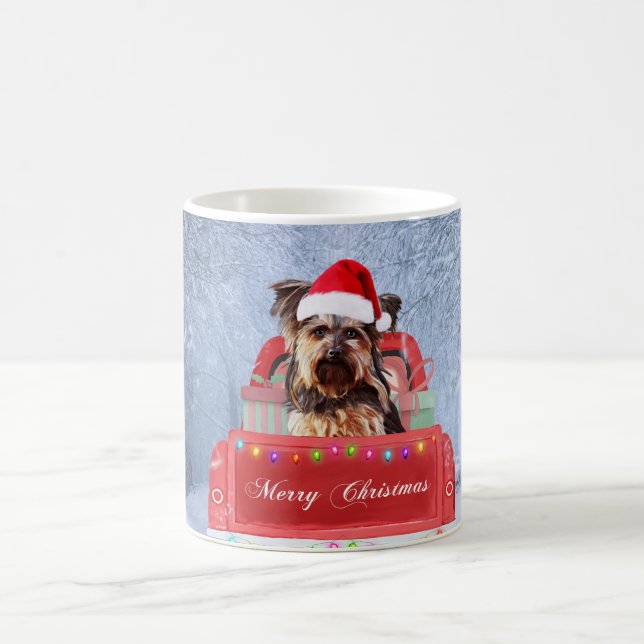Mug Yorkshire Terrier Dog Neige assis à Noël (Centre)