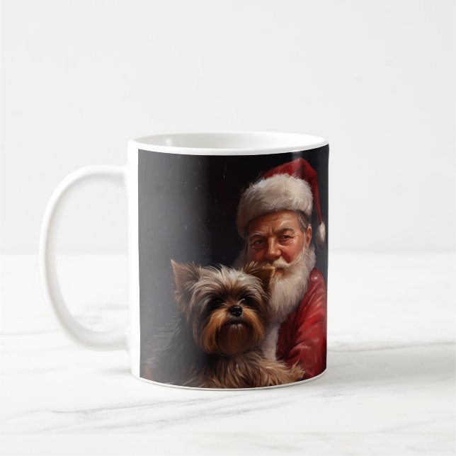 Mug Yorkshire Terrier Santa Claus Festive Noël (Gauche)