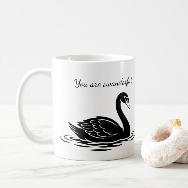 Mug You are swanderful black swan Funny Goth Gift (Avec donut)