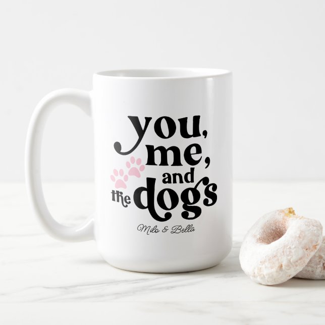 Mug You Me and the Dogs Couple Minimalist Gift (Avec donut)