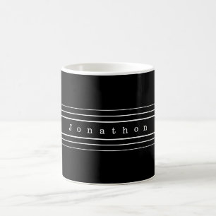Mug Your Custom Text & Modern Stripes Black & White