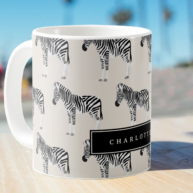 Mug Zebra Exotic Animal Motif Beige (Zebra Exotic Animal Pattern Beige Coffee Mug)