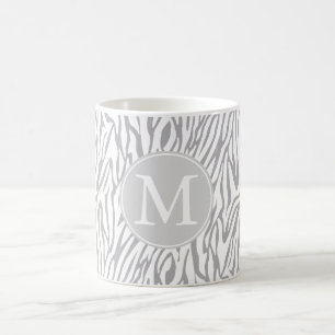 Mug Zèbre gris et blanc Imprimer Monogramme