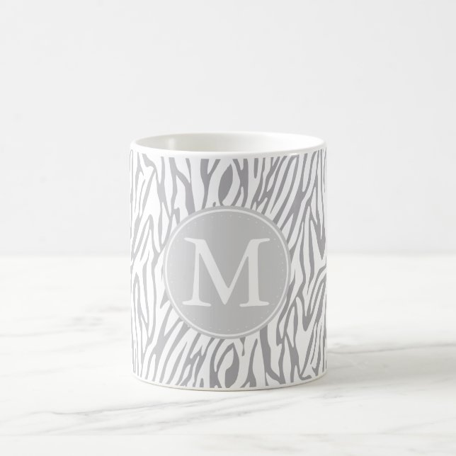 Mug Zèbre gris et blanc Imprimer Monogramme (Centre)
