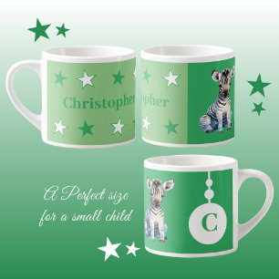 Mug zèbre pour enfants nom personnalisé vert