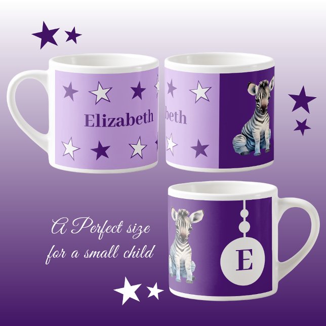 Mug zèbre pour enfants nom personnalisé violet (Créateur téléchargé)