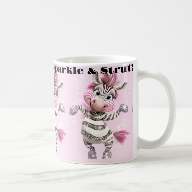 Mug Zèbre rose blanc étincelle et strut (Droite)