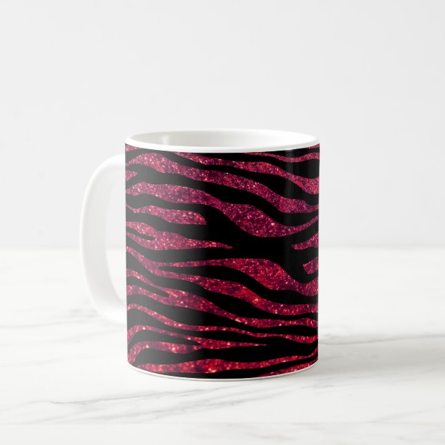 Mug Zèbre rouge, Zèbre Parties scintillant, Impression (Devant gauche)