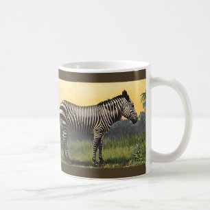 Mug Zèbre vintage dans la savane africaine, animal sau