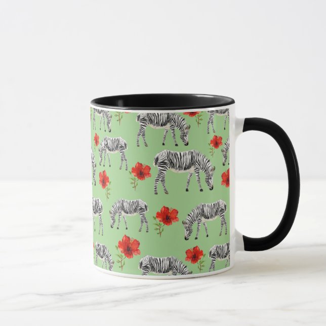 Mug Zèbres parmi des fleurs de ketmie (Droite)