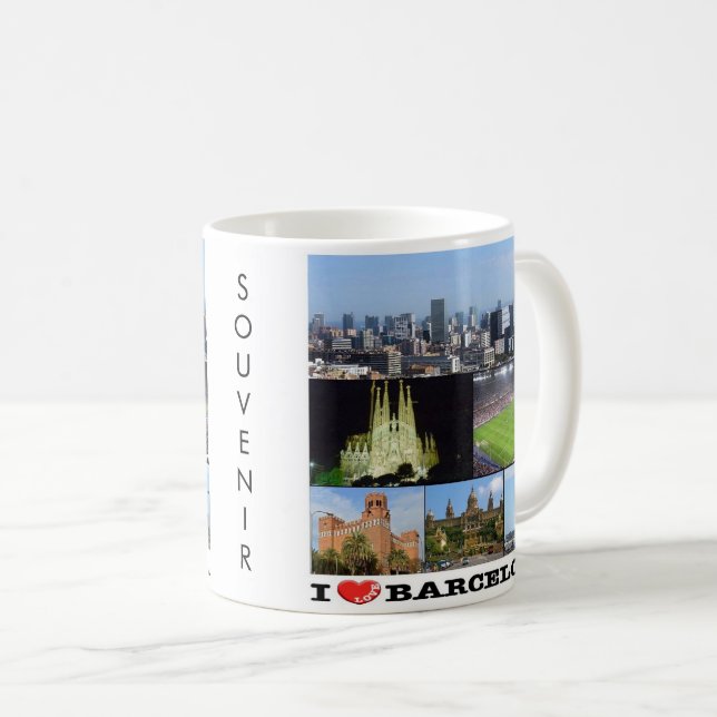 Mug zES022 j'aime BARCELONE, Espagne, Europe, (Devant droit)