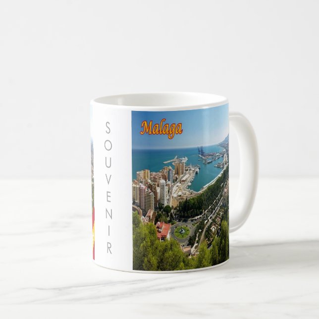 Mug zES032 panorama de MALAGA, Espagne, Europe, Café M (Devant droit)