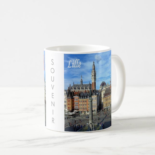 Mug zFR136 panorama de LILLE, France, Europe, (Devant droit)