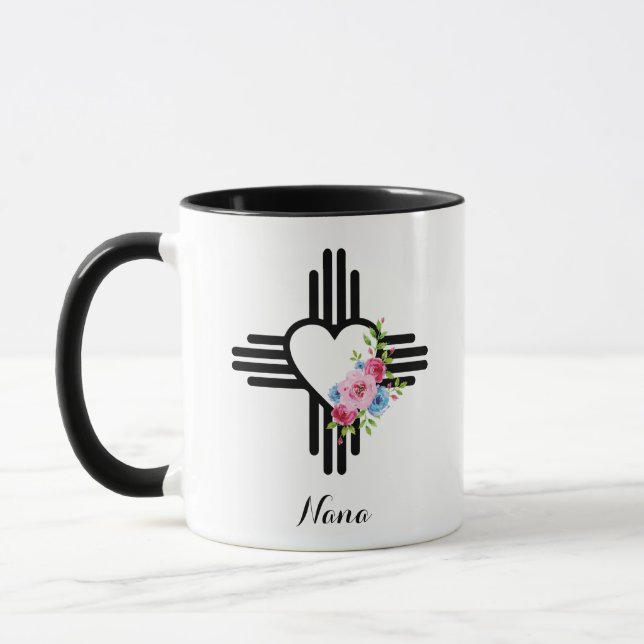 Mug Zia Heart avec Fleurs Café Cadeau Personnalisé (Gauche)