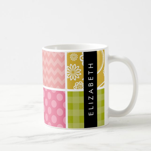 Mug Zigzag, Chevron, Pois, En vichy, Votre Nom (Droite)