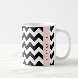 Mug Zigzag noir et blanc, Motif Chevron, Votre nom